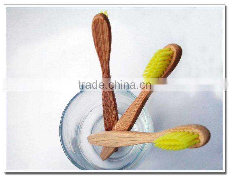 Yellow color bristle thin bamboo handle adult personalized toothbrush