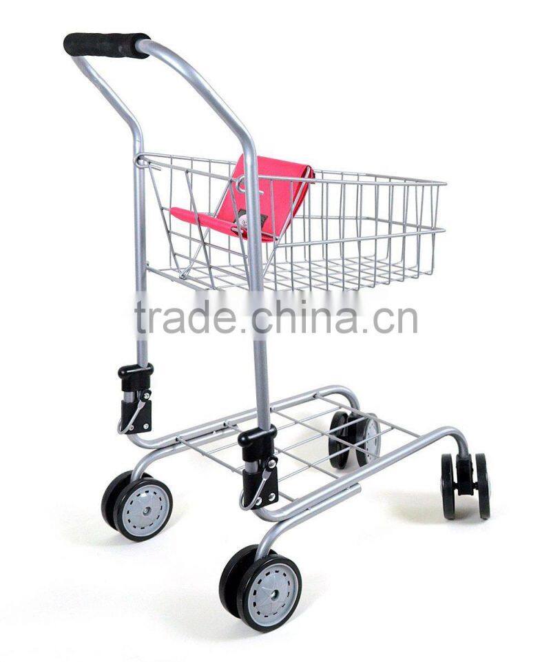 Metal Toy Folding Shopping Cart For Kids and Toddler