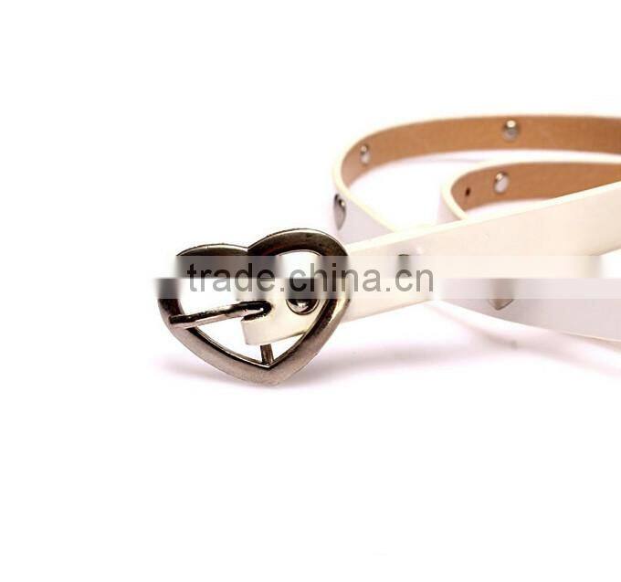 Wholesale heart rivet decorated heart buckle sex women lady thin PU waist belt