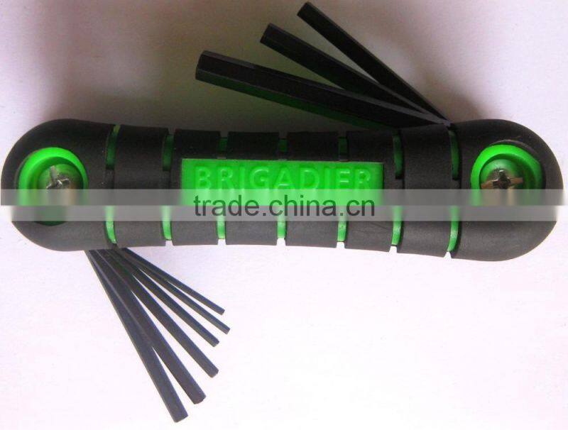 Carbon steel Plastic handle folding 8pcs hex key socket wrench set