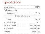810001 hand tool 800W,2.8J rotary hammer