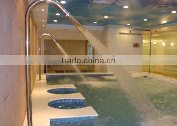 Strong power massage stainless steel spa shower goose ,snake shape garden pond waterfall,protable curtain for outdoor pool