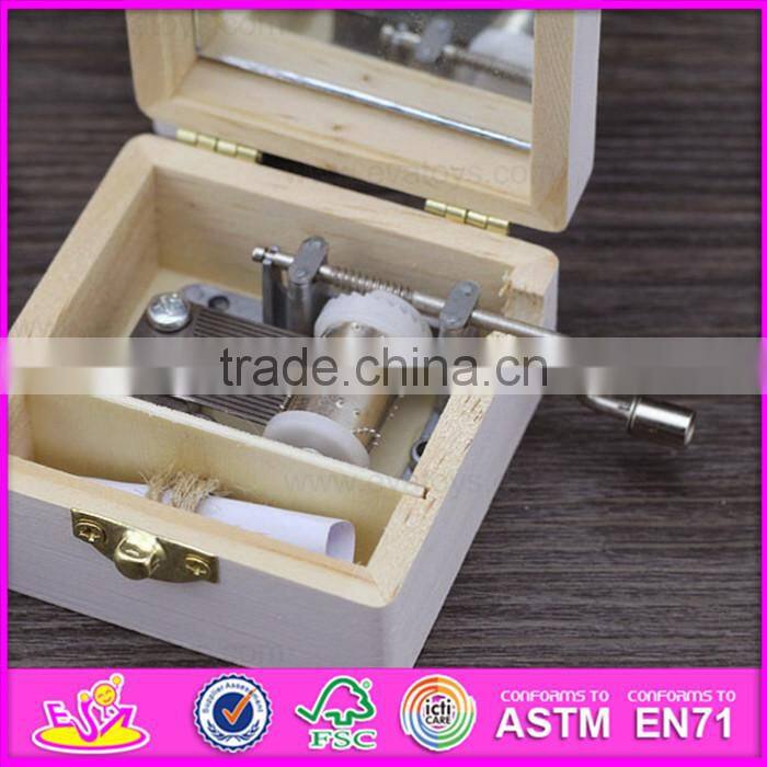 handmade hand crank cartoon wooden metal music box W07B032-S