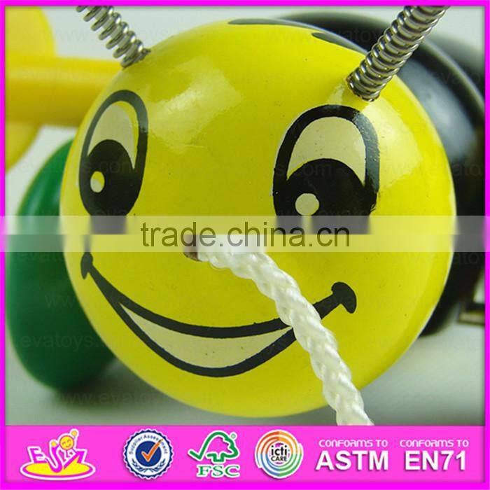 Cartoon animal bee design kids hand push toy,Preschool Baby Lovely Animal Toys Wooden Little Bee Push Toy W05B111