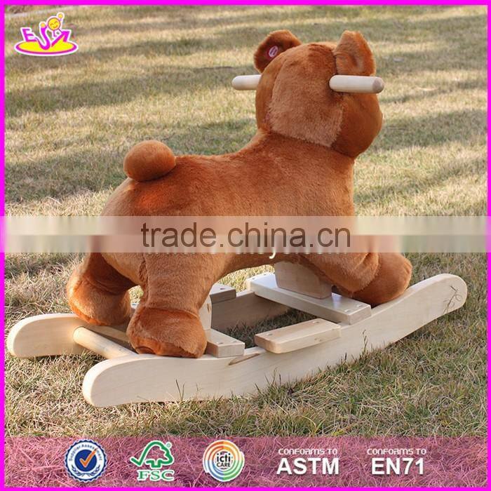 2017 New design cute bear wooden baby rocking animal W16D073