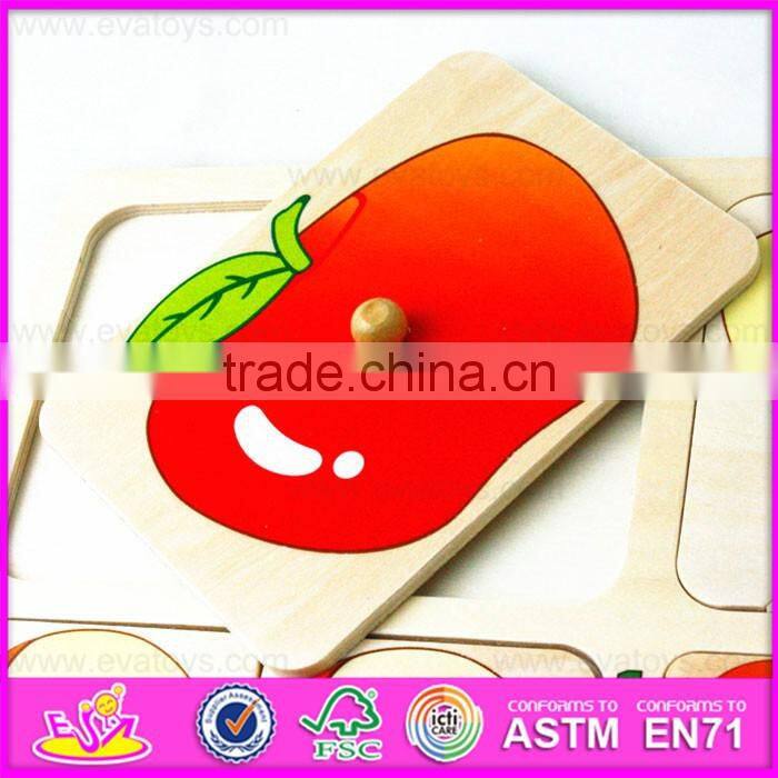 2017 New design children matching toy wooden knob puzzle W14M117