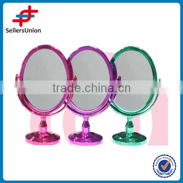 cheap cosmetic mirror on stand, plastic frame cosmectic mirror