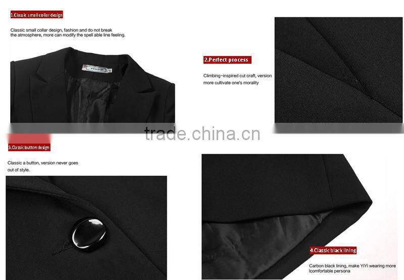 NEW Women Slim One Button Long Sleeve Black Women Blazers 2014