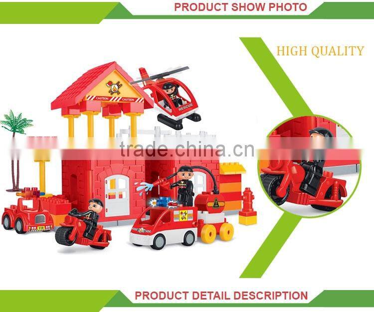 DIY fire station set plastic building blocks for kids