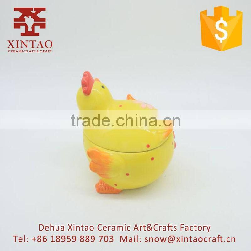 Kids cartoon yellow cock money safe boxes,ceramic funny money saving box