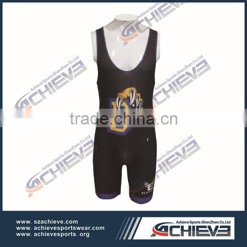 2015 wholesale sublimation printing wrestling singlet Cheap Prices Sublimation Printing Wrestler Singlet