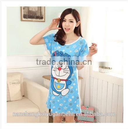Wholesale high quality women cartoon printed nightgown