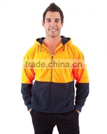 Orange/Navy safety jacket Full Zip Polar Fleece Hi vis Hoodies