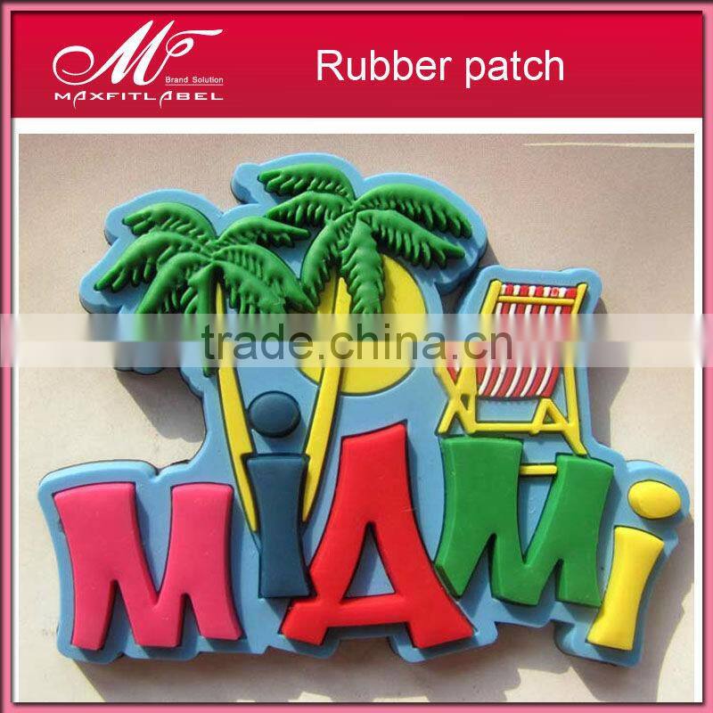 Factory embossed logo cute rubber label PVC rubber patch