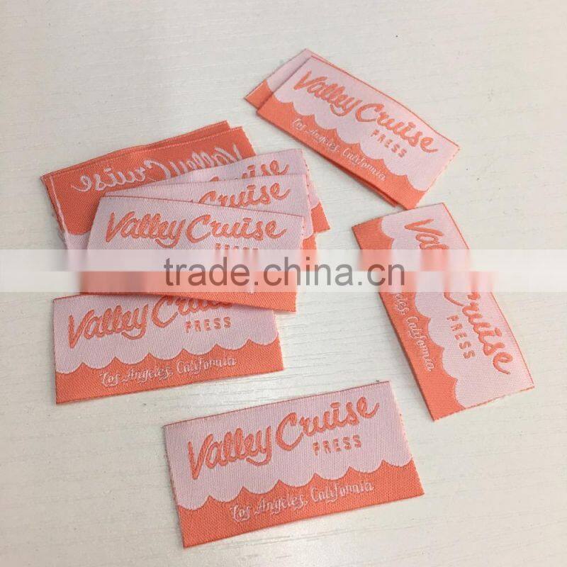 2017 hjgh quality satin damask woven labels for clothing