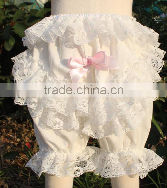 New design baby ruffle shorts girl clothes with lace rice wholesale price