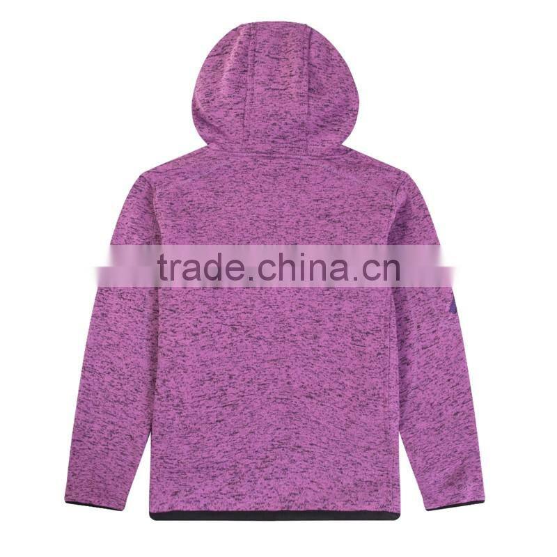 100%polyester High Quality hoodies knitted sweater fleece women hooded jacket