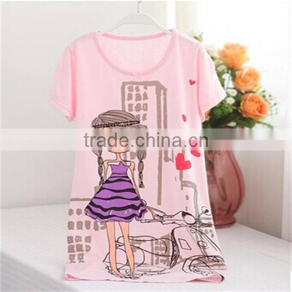 Hot sale Summer girl 's cotton dress sleeping wear clothing