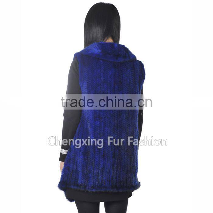CX-G-B-220E Knit Real Mink Fashion Fur Fashion Fur Vests For Women