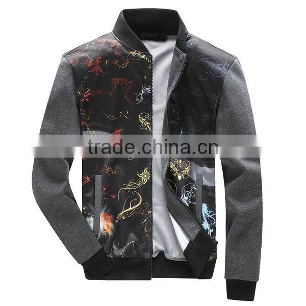 2016new custom print zipper baseball jacket for man