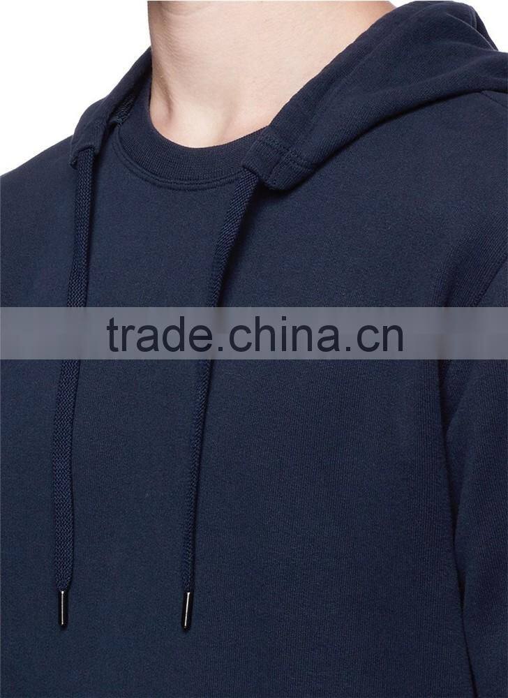 neck blank hoodie elbow leather no drawstring leather sleeve sweatshirt