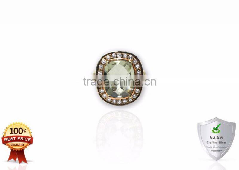 Sterling silver Gemstone Ring With Green Amthyst