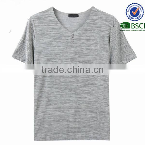 Men's functional dryfit polyester with spandex V neck t shirt