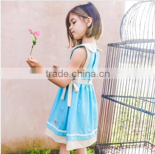 Girls Boutique Dress Kids 100% Cotton Blue Dress Sister Clothing