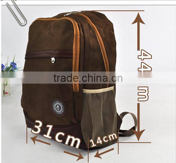 Average size Big Containable brown Suede leather Backpack With Many Pockets