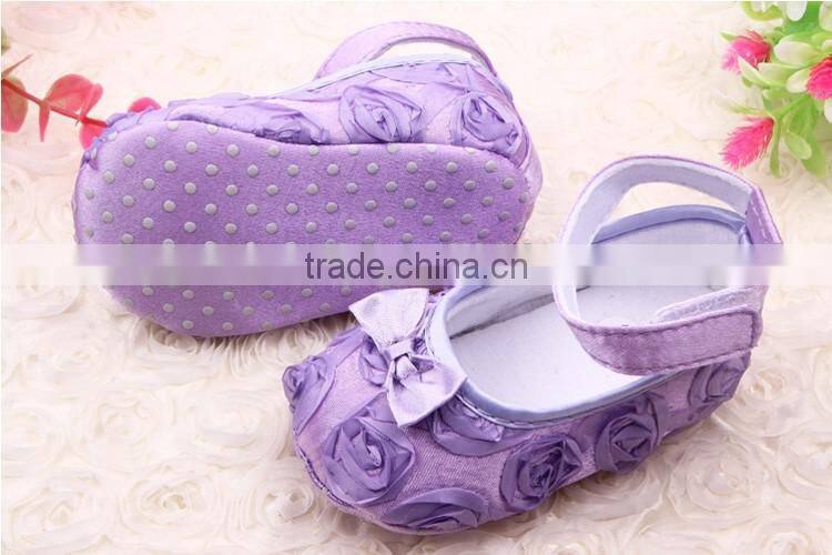 Elegant rose shading baby girl's shoes with bowknot