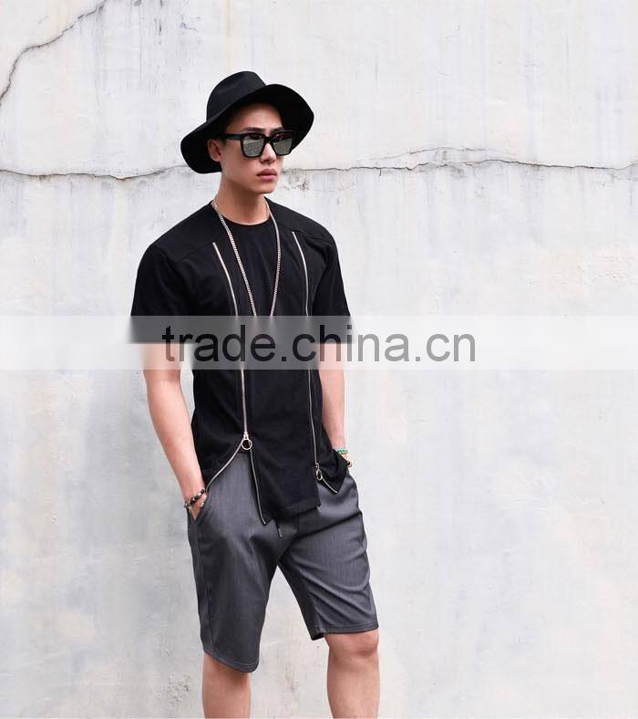 Men's Double Front Zipper Round Tee