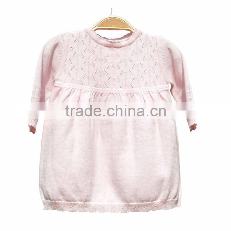 Round Neck Cardigan Cotton Knitting Baby Girl Sweater Dress