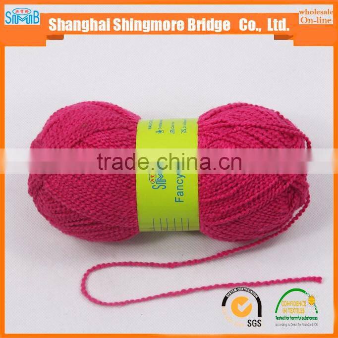 Online shopping knitted yarn china supplier cheapest price wholesale dyed spun polyester ripple yarn hand knitting scarf yarn