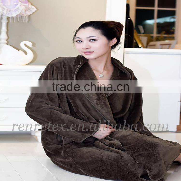 Promotional gifts super soft cheap adults coral fleece bathrobe