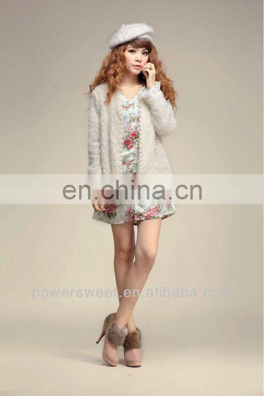 Top quality luxuary white lamb wool coat for young giral