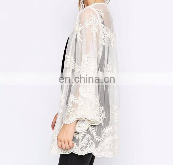Summer White lace kimono cardigan 2016 women