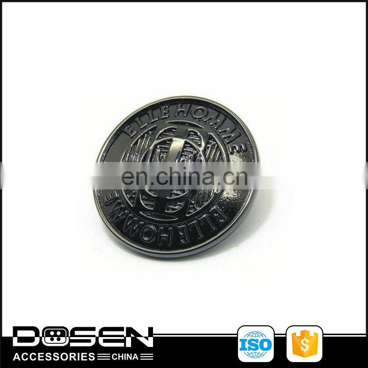 Factory wholesale high quality durable effect anti-black metal sewing buttons,with ELLE HOMME lettering