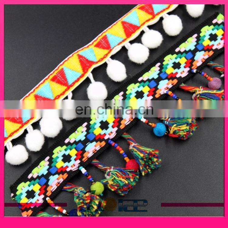Wholesale 1cm lace trim width aztec design ribbon for shoe bag