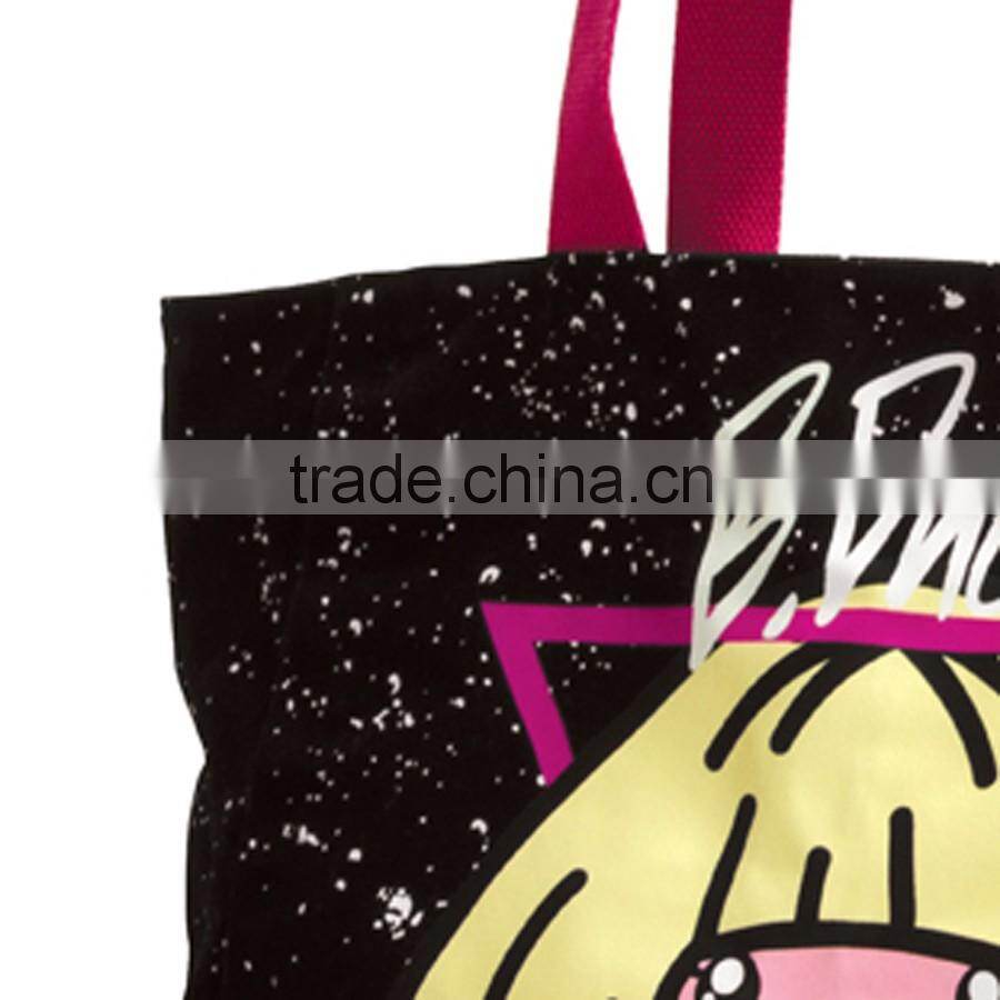 Wholesaler 2016 fashion polyester black women tote bag
