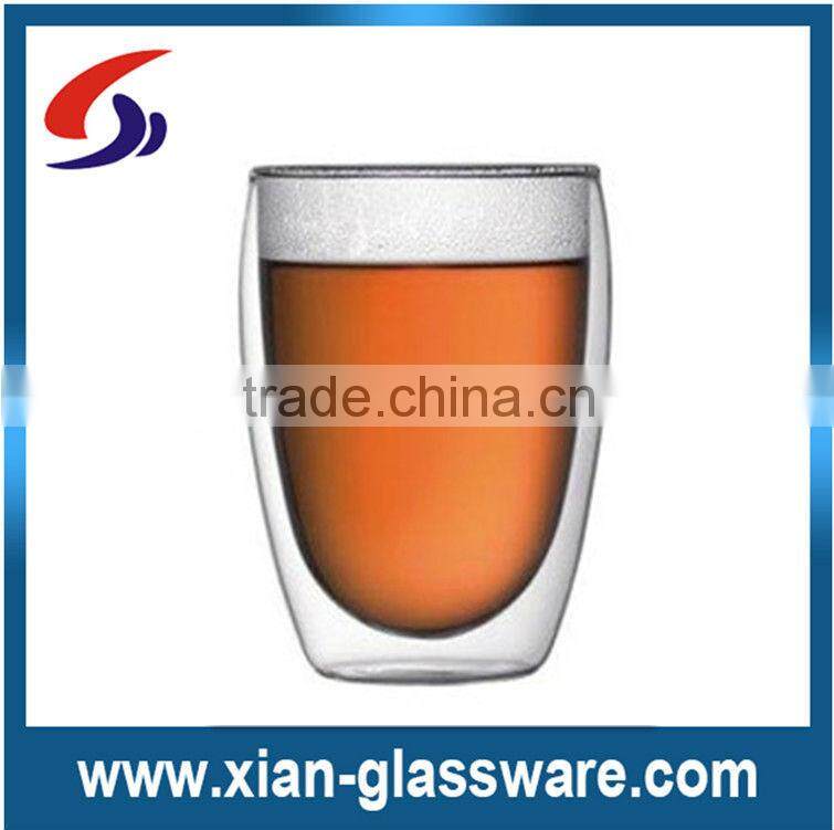 Promotional wholesale handmade clear high quality double wall glass cup/double glass cup set for home/wedding