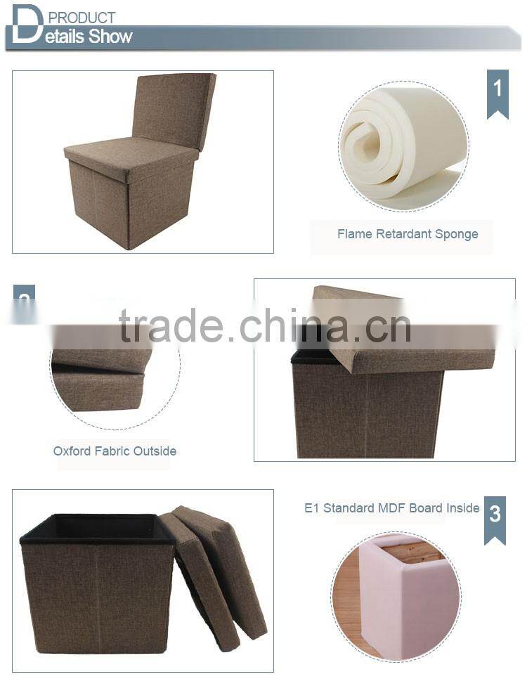 Contemporary Backrest Storage Stool Ottoman