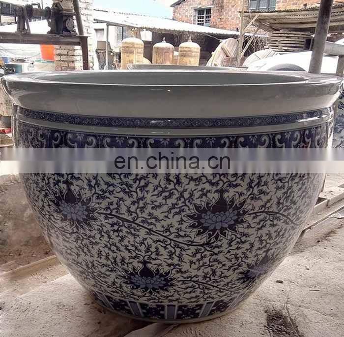 Luxury large jingdezhen hand painted blue and white ceramic pot planters