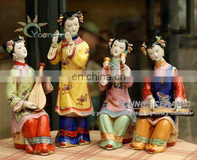 Chinese Hand Maded Ceramic Antique Colorful Porcelain Figure Statues