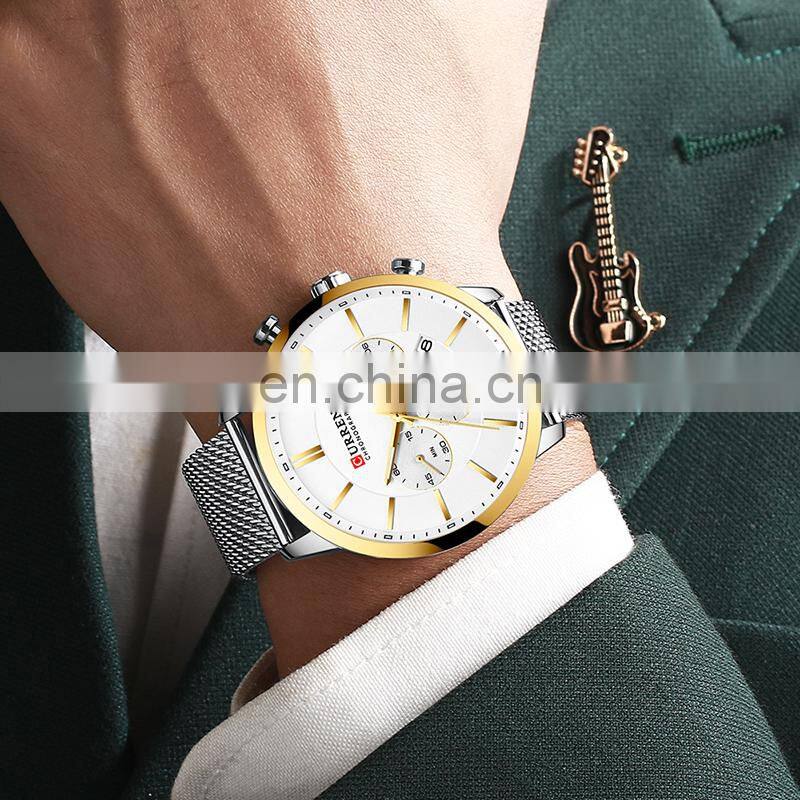 CURREN 8340 Men Calendar Auto Date Popular Men Watches Stainless Steel Mesh Strap Custom Logo Watches