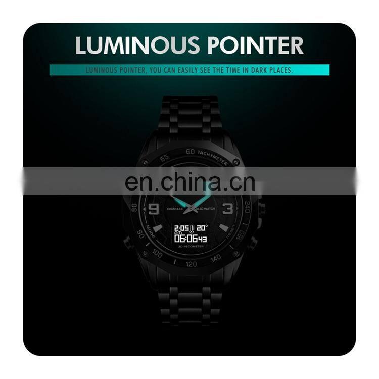 SKMEI 1464 Minimalist Analog Digital Men Business Watches Stainless Steel OLED Display Compass Sports Watch