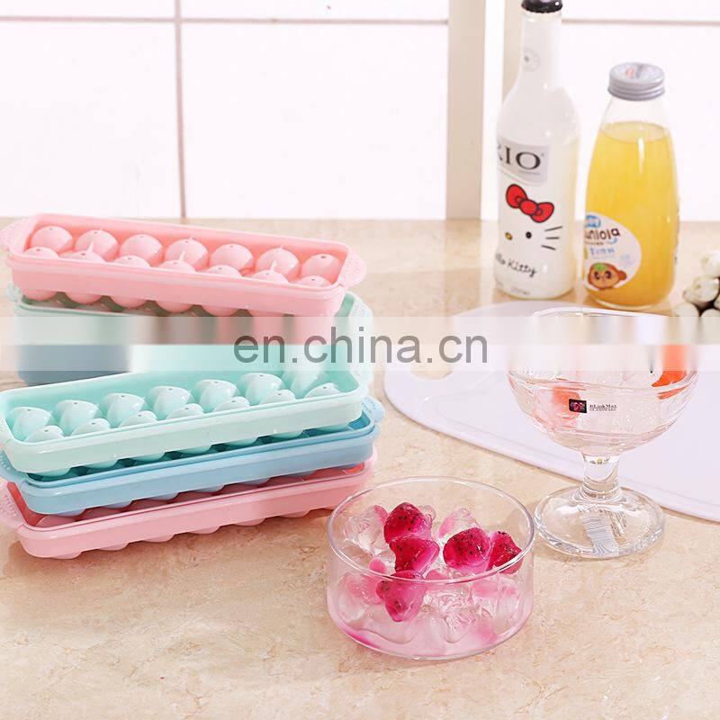 14 Grid 3D Round Balls Ice Molds Plastic Molds Ice Tray Home Bar Party Ice Hockey Holes Making Box Molds With Cover DIY Moulds