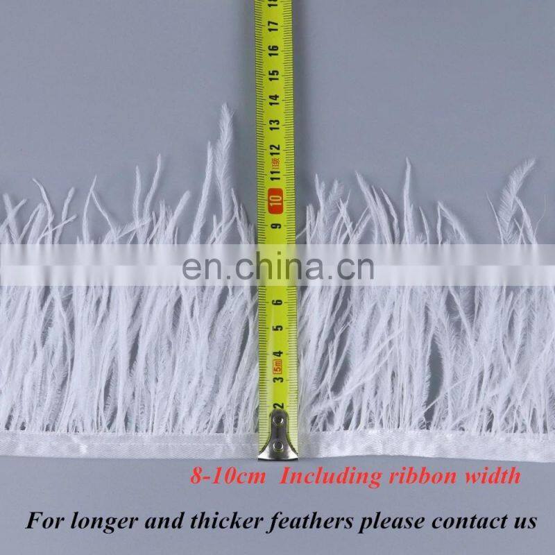 1 meter Multicolor Real Ostrich feather Trims Ribbon 8-10cm White Ostrich for Dress Clothing Decoration Sewing feathers Crafts