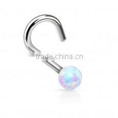 Faux opal 316L surgical steel nose piercing rings Body Jewelry
