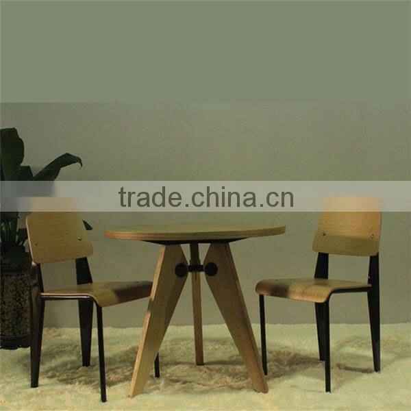 Jean Prouve round 80cm wood dining table