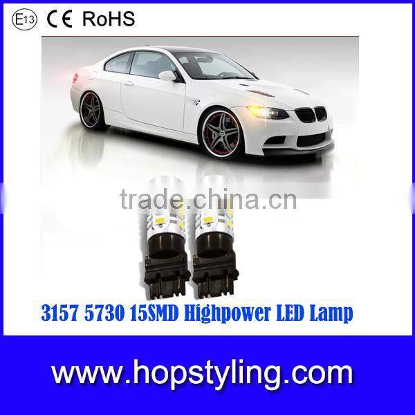 high quality 1157 1156 3157 7443 P13W H16 led car light 5730 15smd 9-24v with lens